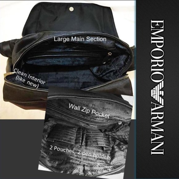 Emporio Armani Mens Messenger Bag Large Black Nylon Leather Shoulder Cro… - Picture 10 of 15